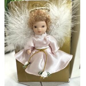 2004 Angel Joy Hand-Painted Porcelain Christmas Ornament Poseable Morehead Angel